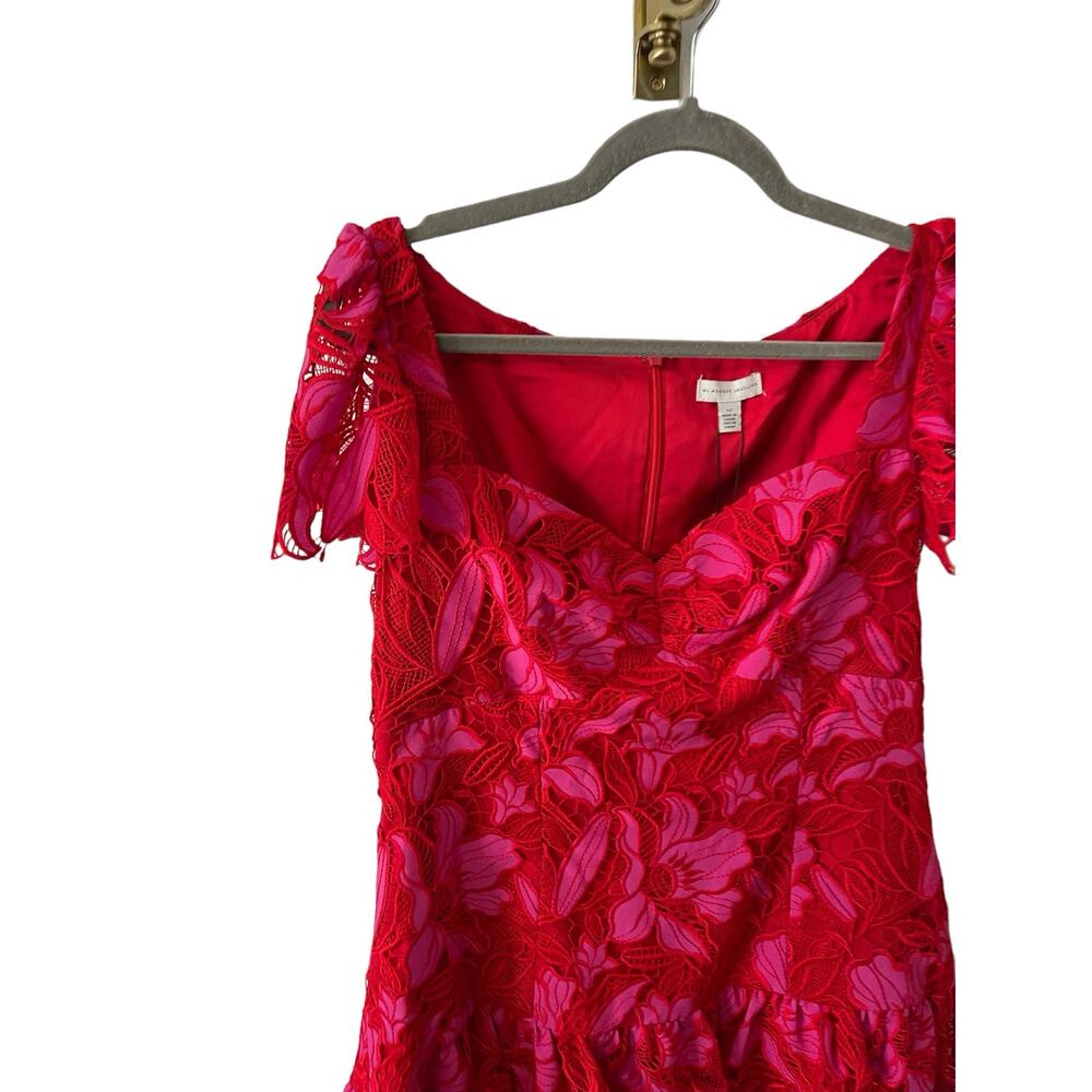 Monique Lhuillier Embroidered Lace Minidress Guipure Lace Coquette Fairy Sz 12 - Picture 10 of 13